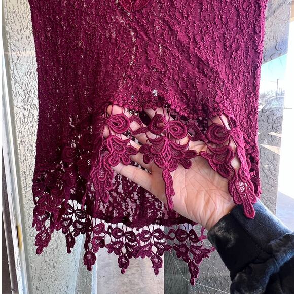 Vintage 1980's Sen Shi purple lace top - Picture 2 of 5